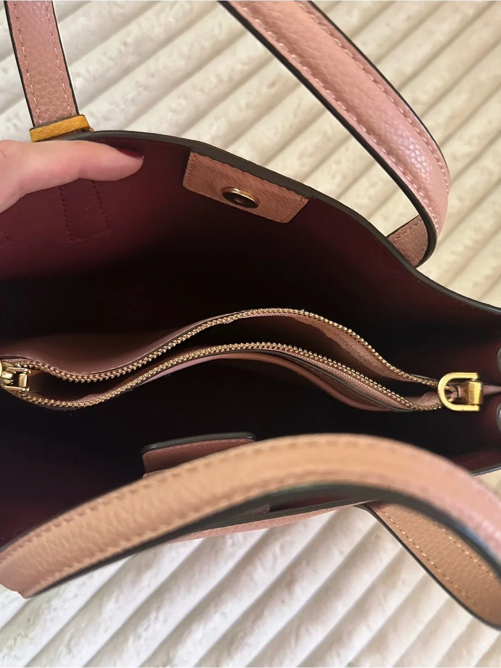 Tory Burch Dusty Rose Leather Satchel with Mustard Tag
